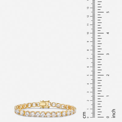 White Cubic Zirconia 14K Gold Over Brass 7.5 Inch Tennis Bracelet