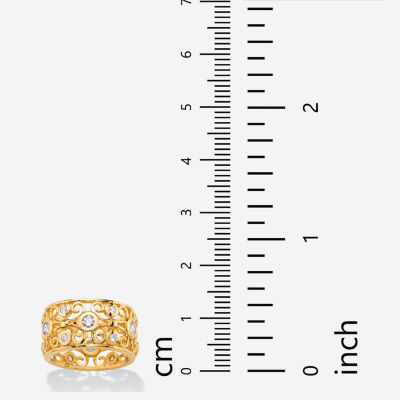 DiamonArt® Womens 1 CT. T.W. White Cubic Zirconia 18K Gold Over Silver Round Cocktail Ring