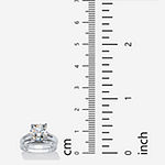 DiamonArt® Womens 3 CT. T.W. White Cubic Zirconia Platinum Over Silver Round Bridal Set