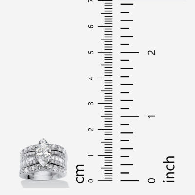 DiamonArt® Womens 4 1/2 CT. T.W. White Cubic Zirconia Platinum Over Silver Bridal Set