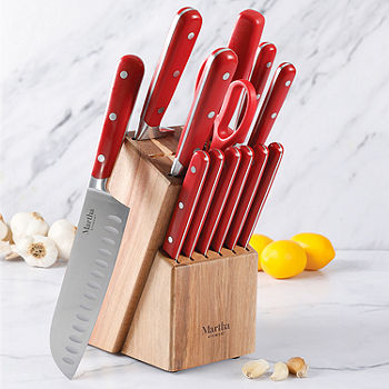 THE PIONEER WOMAN 14-Piece KITCHEN KNIFE BLOCK SET Red STAINLESS