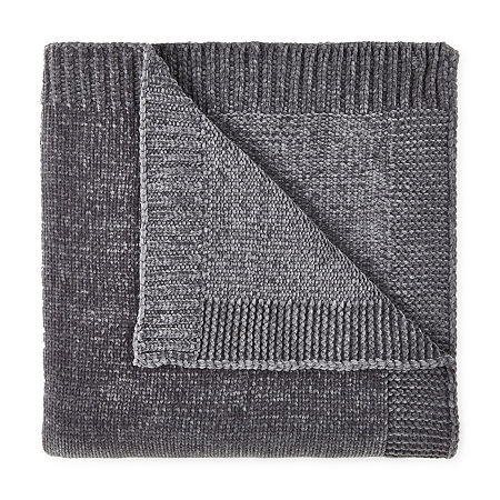 Liz Claiborne Chenille Throw, One Size, Gray