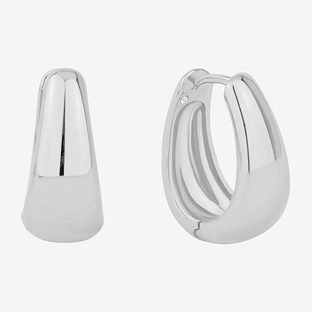 Silver Reflections Womens 20mm Heart Hoop Earrings, One Size