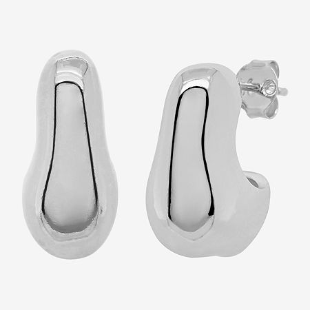 Silver Reflections Womens 20mm Hoop Earrings In Metallic