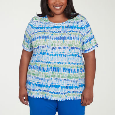 Alfred Dunner Women's Plus-Size Scenic Village Pullover Sweater - 1X Cobalt Blue Casual Knit Top - View #11