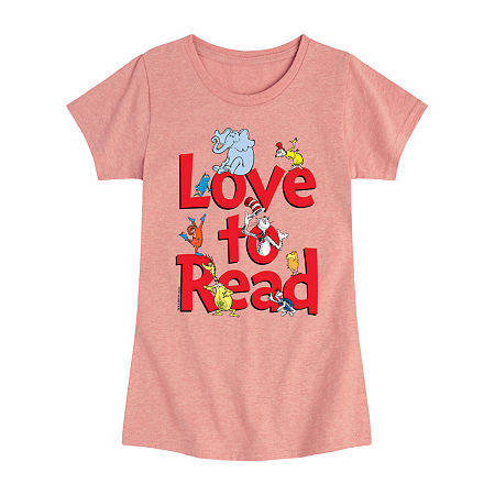 Big Girls Crew Neck Short Sleeve Dr. Seuss T-Shirt, Small, Pink