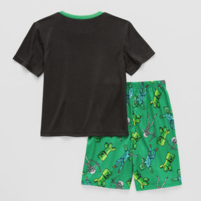 Boys Minecraft Crew Neck Short Sleeve 2-pc. Pajama Sets