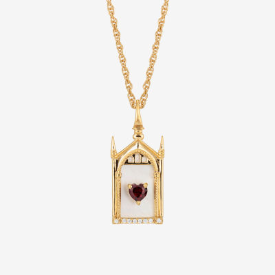 Harry Potter (F/Si2) Womens Diamond Accent Genuine Red Garnet 14K Gold Over Silver 16 Inch Pendant Necklace