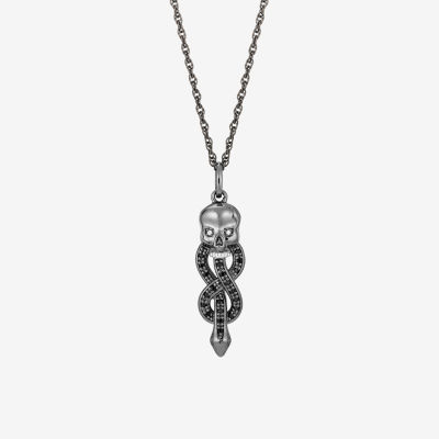 Harry Potter (F / Si2) Womens Diamond Accent Genuine Black Spinel Sterling Silver Skull 18 Inch Pendant Necklace