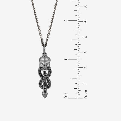 Harry Potter (F / Si2) Womens Diamond Accent Genuine Black Spinel Sterling Silver Skull 18 Inch Pendant Necklace