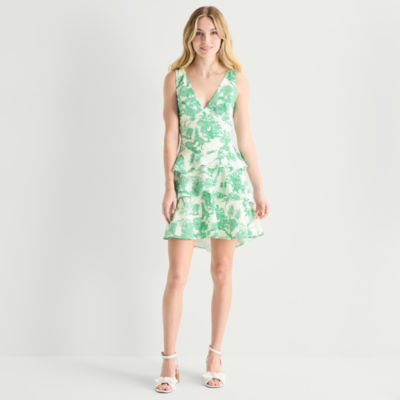 by&by Womens Juniors V Neck Sleeveless Fit + Flare Dress
