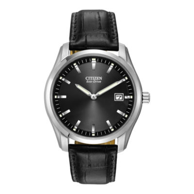 Citizen Corso Mens Black Leather Strap Watch Au1040-08e