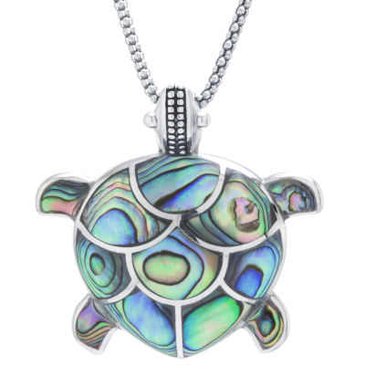 Turtle Womens Genuine Abalone Sterling Silver 18 Inch Pendant Necklace