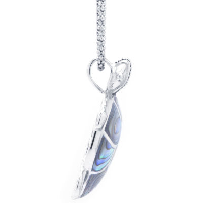 Turtle Womens Genuine Abalone Sterling Silver 18 Inch Pendant Necklace