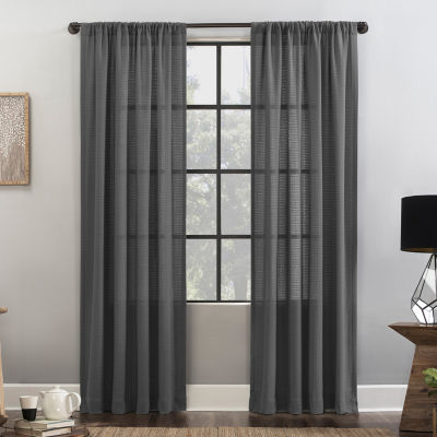 Clean Window Waffle Texture Anti-Dust Light-Filtering Rod Pocket Single Curtain Panel