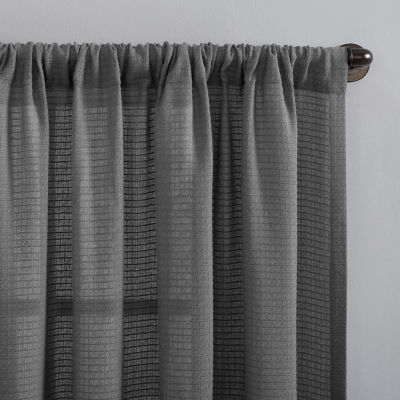 Clean Window Waffle Texture Anti-Dust Light-Filtering Rod Pocket Single Curtain Panel