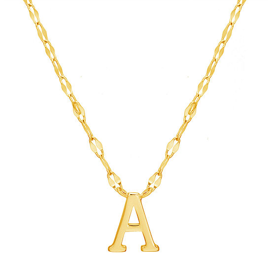 Silver Treasures Initial 14K Gold Over Silver 16 Inch Link Pendant Necklace