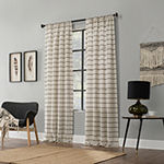 Clean Window Twill Stripe Anti-Dust Sheer Rod Pocket Single Curtain Panel