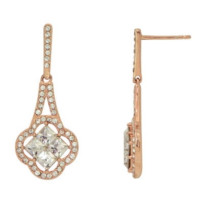 Deal Zone Womens 3 1/2 CT. Genuine White Crystal Sterling Silver Drop Earrings