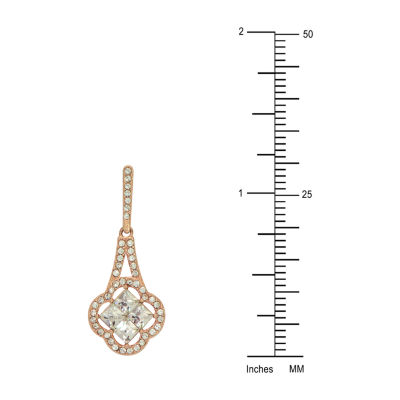 Deal Zone Womens 3 1/2 CT. Genuine White Crystal Sterling Silver Drop Earrings