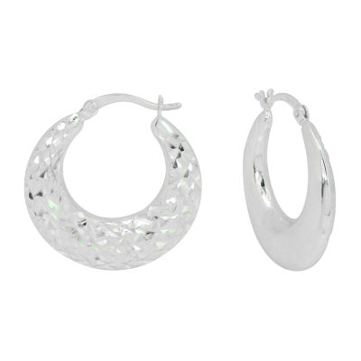 Deal Zone Womens Sterling Silver 27.6mm Hoop Earrings