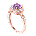 Limited Time Special!! Womens Genuine Purple Amethyst 14K Rose Gold Over Silver Cocktail Ring