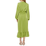 Ryegrass Long Sleeve High-Low Wrap Dress