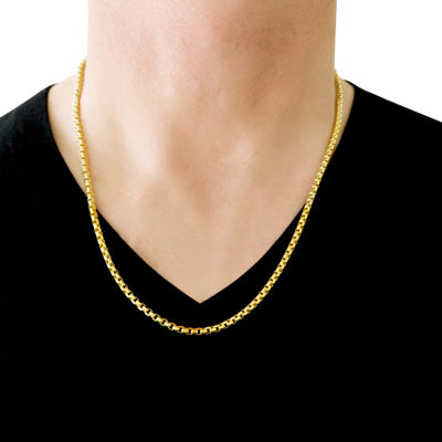 14K Gold Inch Hollow Box Chain Necklace