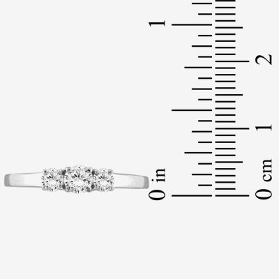 Womens 1 1/ CT. T.W. White Cubic Zirconia Sterling Silver 3-Stone Promise Ring