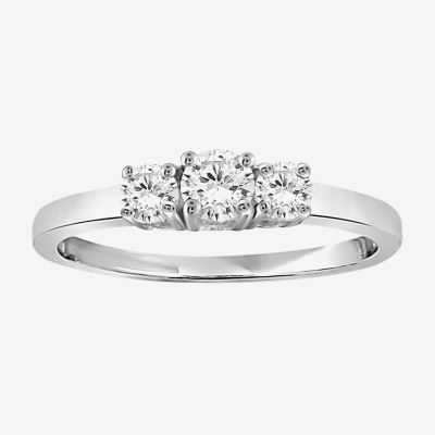 Womens 1 1/ CT. T.W. White Cubic Zirconia Sterling Silver 3-Stone Promise Ring