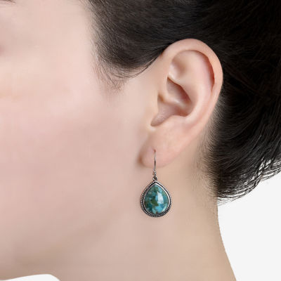 Enhanced Turquoise Sterling Silver Teardrop Drop Earrings