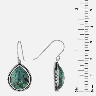 Enhanced Turquoise Sterling Silver Teardrop Drop Earrings