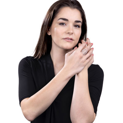 Diamonart Womens Cubic Zirconia Sterling Silver Cocktail Ring