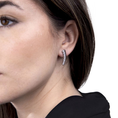 Diamonart Womens Cubic Zirconia Sterling Silver Curved Ear Climbers
