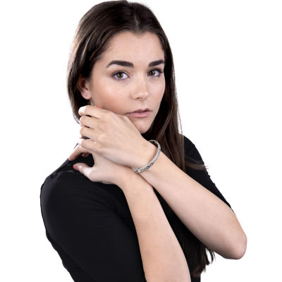 Diamonart Womens Cubic Zirconia Sterling Silver Round Bangle Bracelet