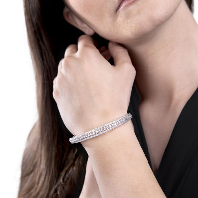 Diamonart Womens Cubic Zirconia Sterling Silver Cuff Bracelet