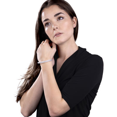 Diamonart Womens Cubic Zirconia Sterling Silver Cuff Bracelet