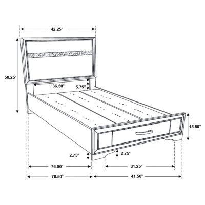 Miranda Under Bed Storage Rectangle Bed