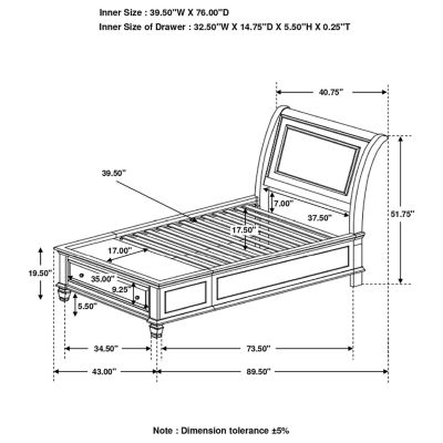 Selena Under Bed Storage Rectangle Bed