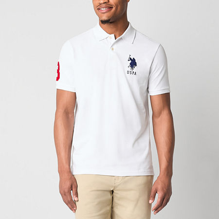 U.S. Polo Assn. Big Pony Pique Mens Regular Fit Short Sleeve Polo Shirt, Medium, White