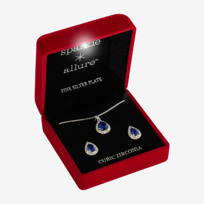 Sparkle Allure Light Up Box Halo 2-pc. Cubic Zirconia Pure Silver Over Brass Jewelry Set