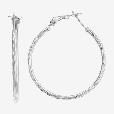 Sterling Silver 36mm Round Hoop Earrings