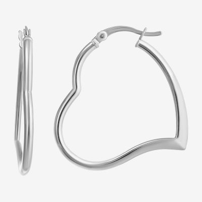 Sterling Silver 30.5mm Heart Hoop Earrings