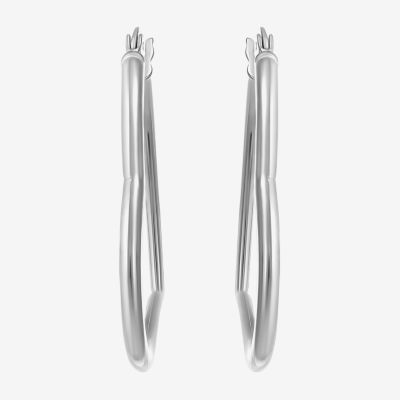 Sterling Silver 30.5mm Heart Hoop Earrings