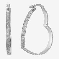 Sterling Silver 35mm Heart Hoop Earrings, One Size