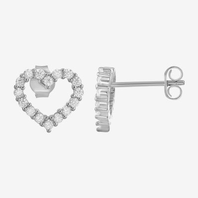 White Cubic Zirconia Sterling Silver Heart 3 Pair Earring Set