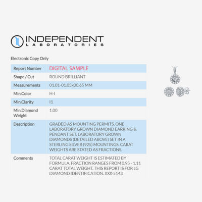 (H-I / I1) 1 CT. T.W. Lab Grown Diamond Sterling Silver 2-pc. Jewelry Set