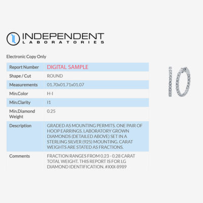 (H-I / I1) 1/4 CT. T.W. Lab Grown Diamond Sterling Silver 24.9mm Hoop Earrings