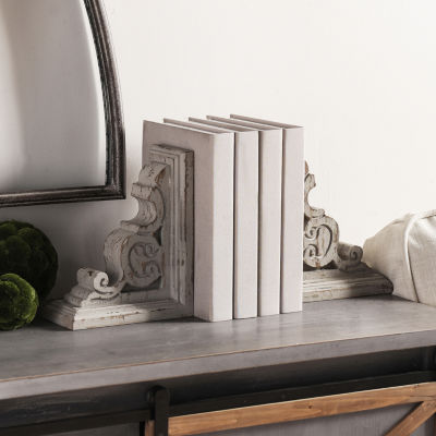 Stylecraft Distressed Wood Scroll Book Ends