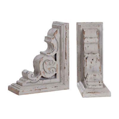 Stylecraft Distressed Wood Scroll Book Ends